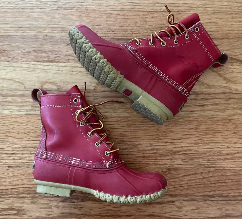 LL BEAN Limited Edition Red Leather Duck Boots (8… - image 1