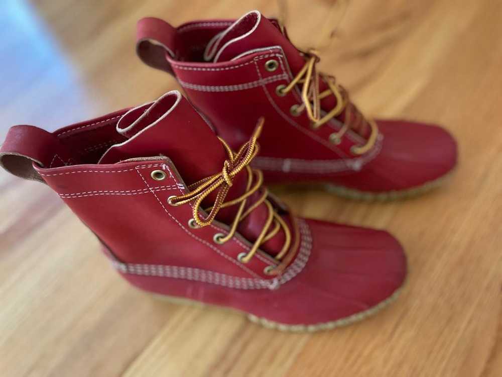 LL BEAN Limited Edition Red Leather Duck Boots (8… - image 2