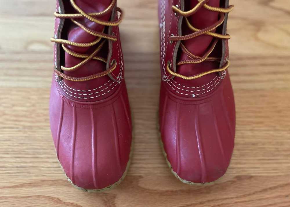 LL BEAN Limited Edition Red Leather Duck Boots (8… - image 4