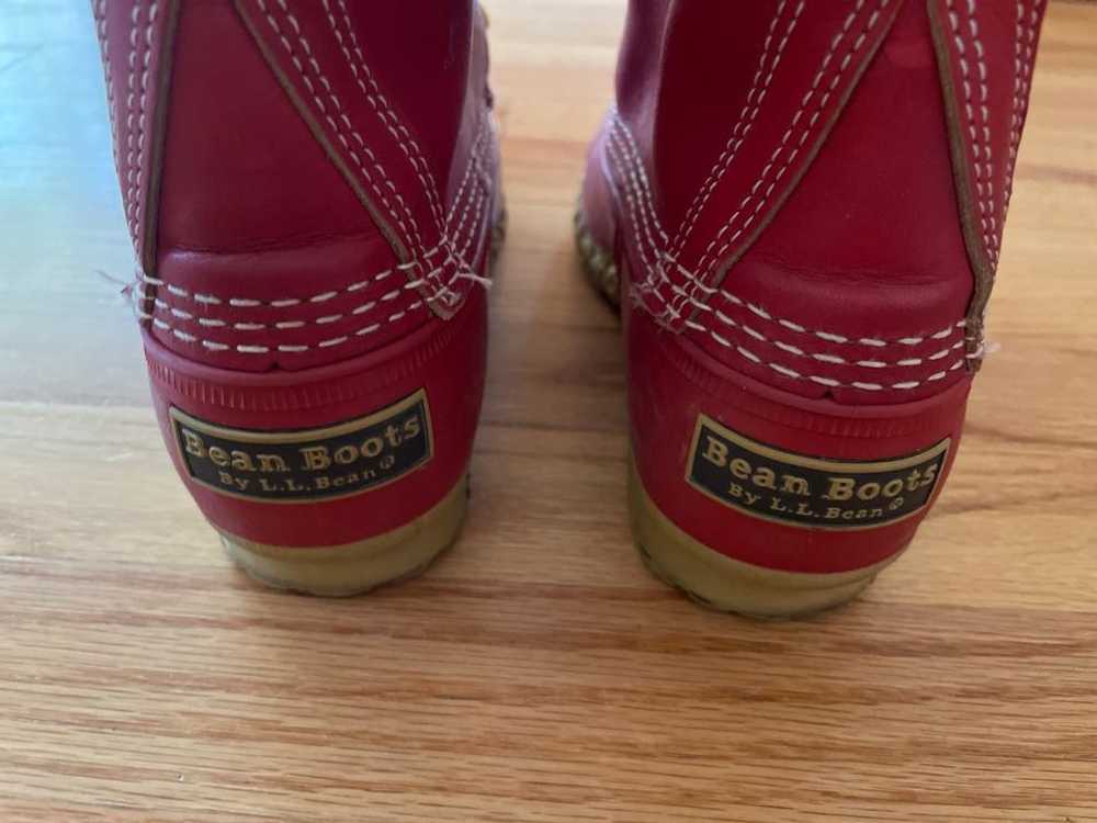 LL BEAN Limited Edition Red Leather Duck Boots (8… - image 5