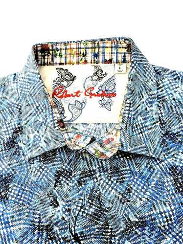 Robert Graham Blue Geo EMBROIDERED !!