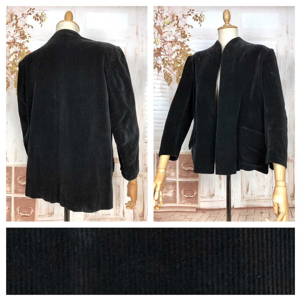 Fabulous Original 1940s Vintage Black Corduroy Sw… - image 1