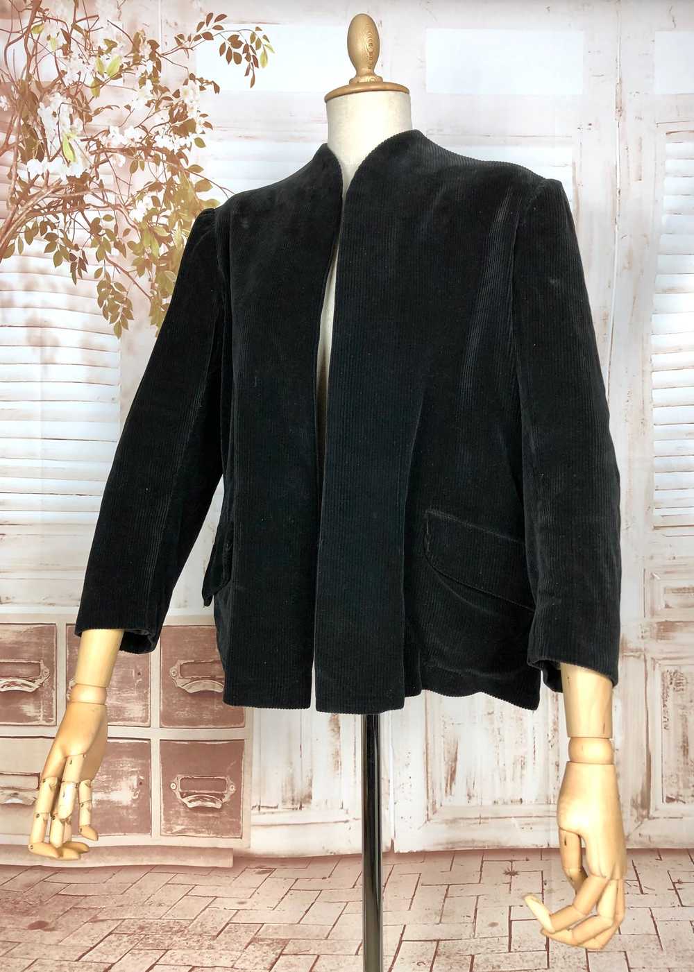 Fabulous Original 1940s Vintage Black Corduroy Sw… - image 5