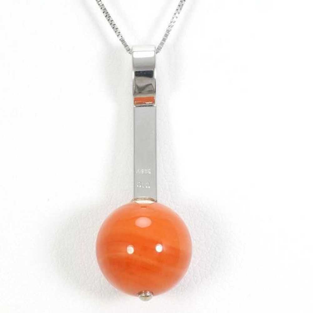 Other Other K18 White Gold Coral Diamond Necklace… - image 4