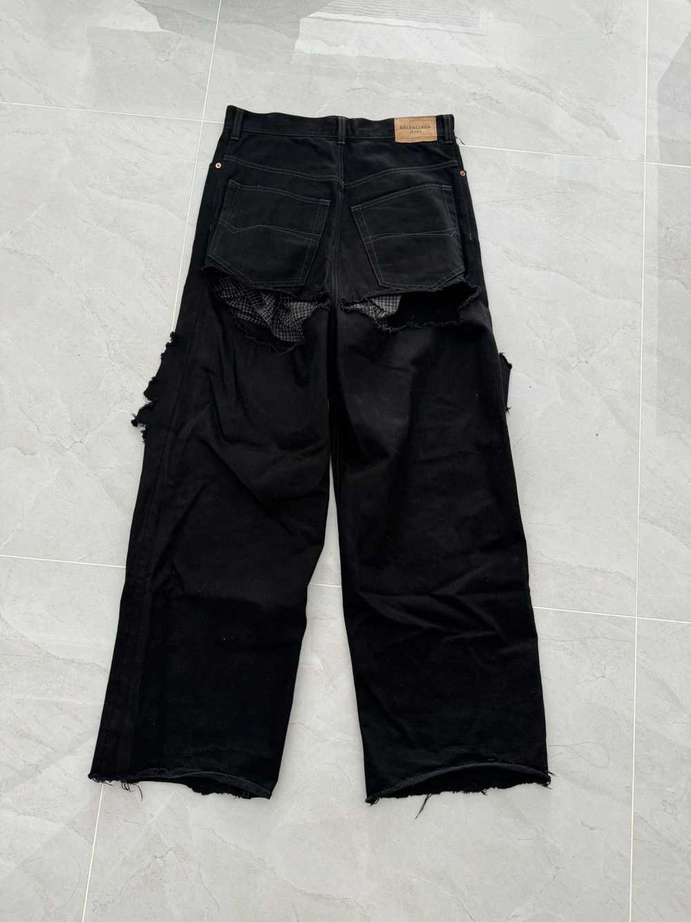 Balenciaga *RARE* RUNWAY BLACK TORN DENIM Sz. S - image 5