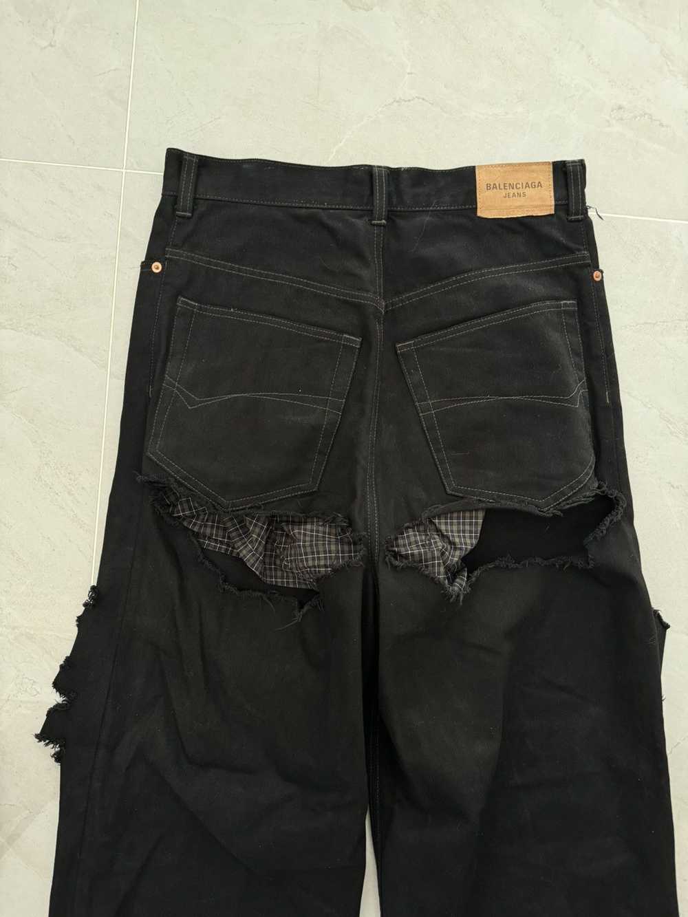 Balenciaga *RARE* RUNWAY BLACK TORN DENIM Sz. S - image 7