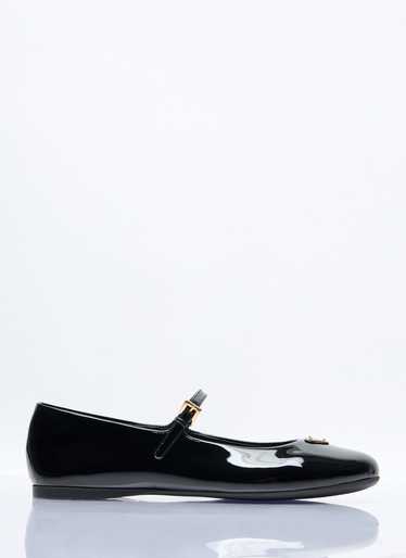 Prada Logo Plaque Patent Ballerina Flats