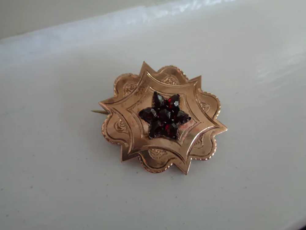 Antique Pin/Pendant 14K Gold with Garnets 1890's - image 3