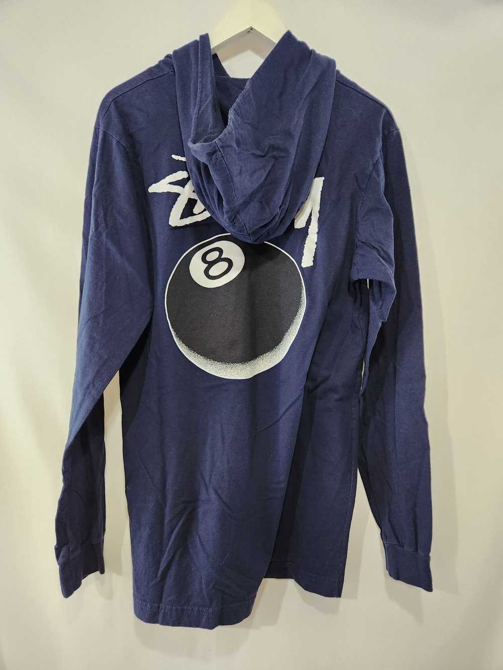 Stussy Big Logo 8 Ball Decal Navy Blue Hooded Lon… - image 6