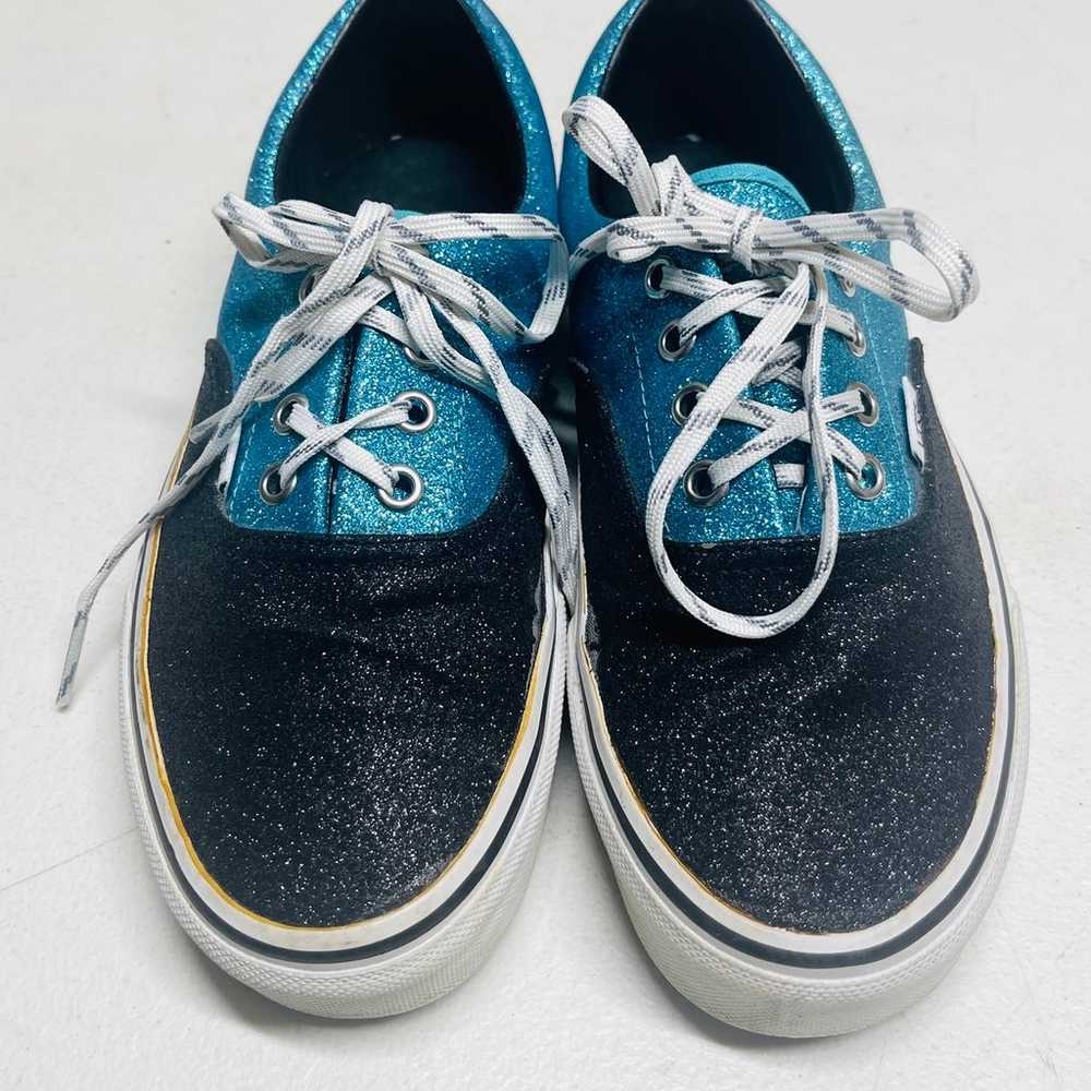 Mens Vans Skateboard Shoes Black And Sparkle Blue… - image 2