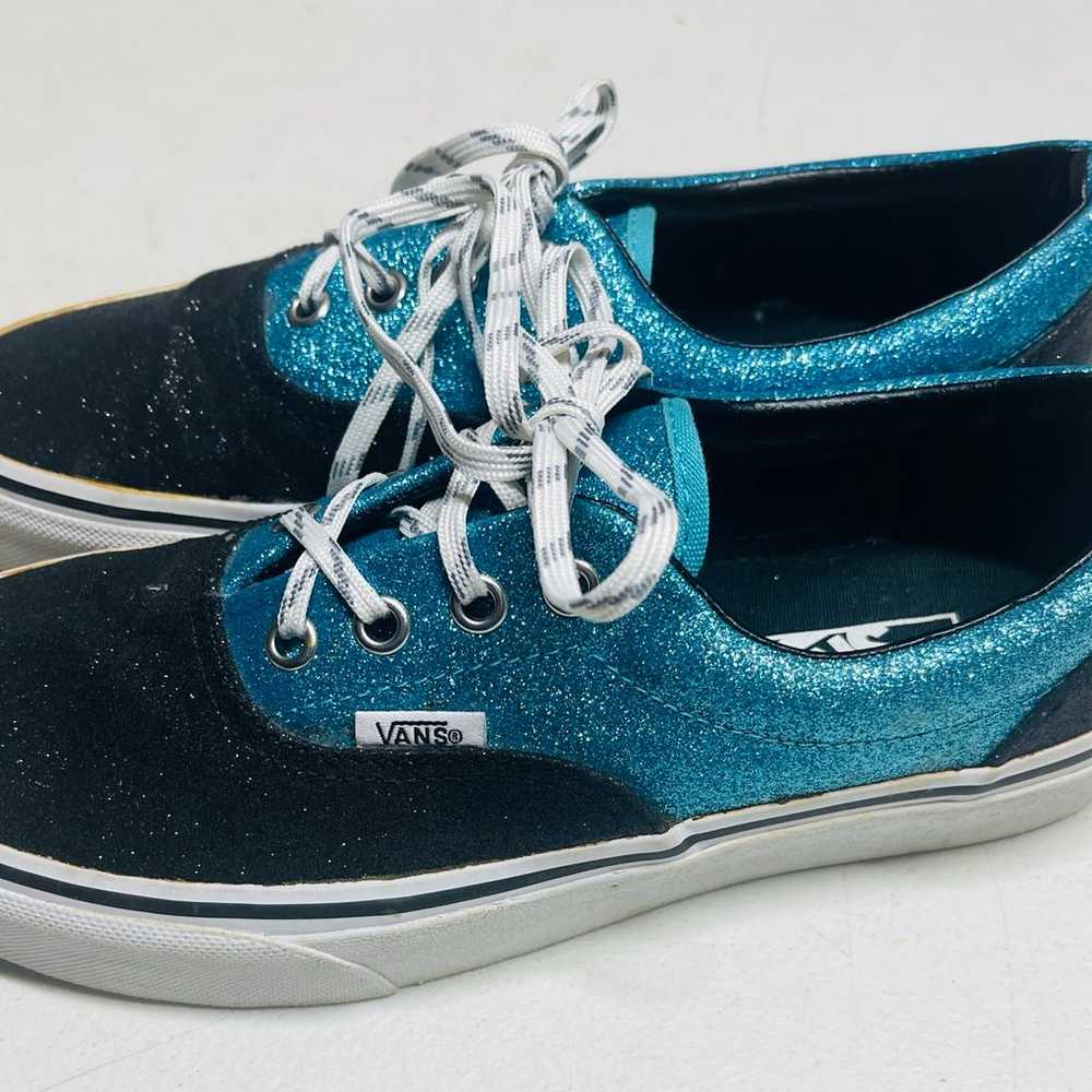 Mens Vans Skateboard Shoes Black And Sparkle Blue… - image 4