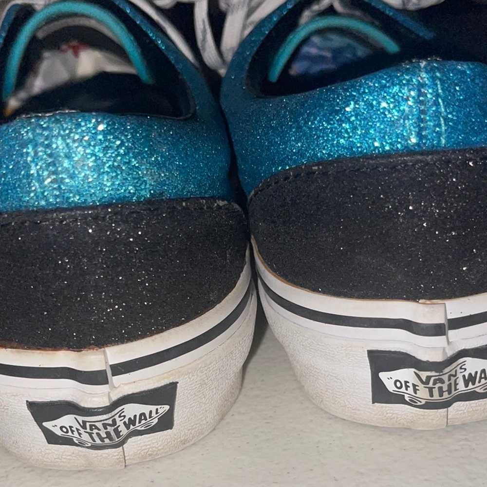 Mens Vans Skateboard Shoes Black And Sparkle Blue… - image 8