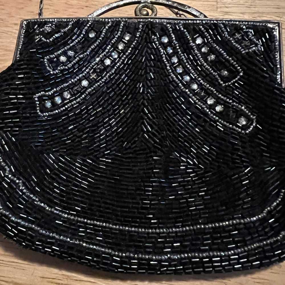 1930’s K&G CHARLET black seeded evening purse - image 12