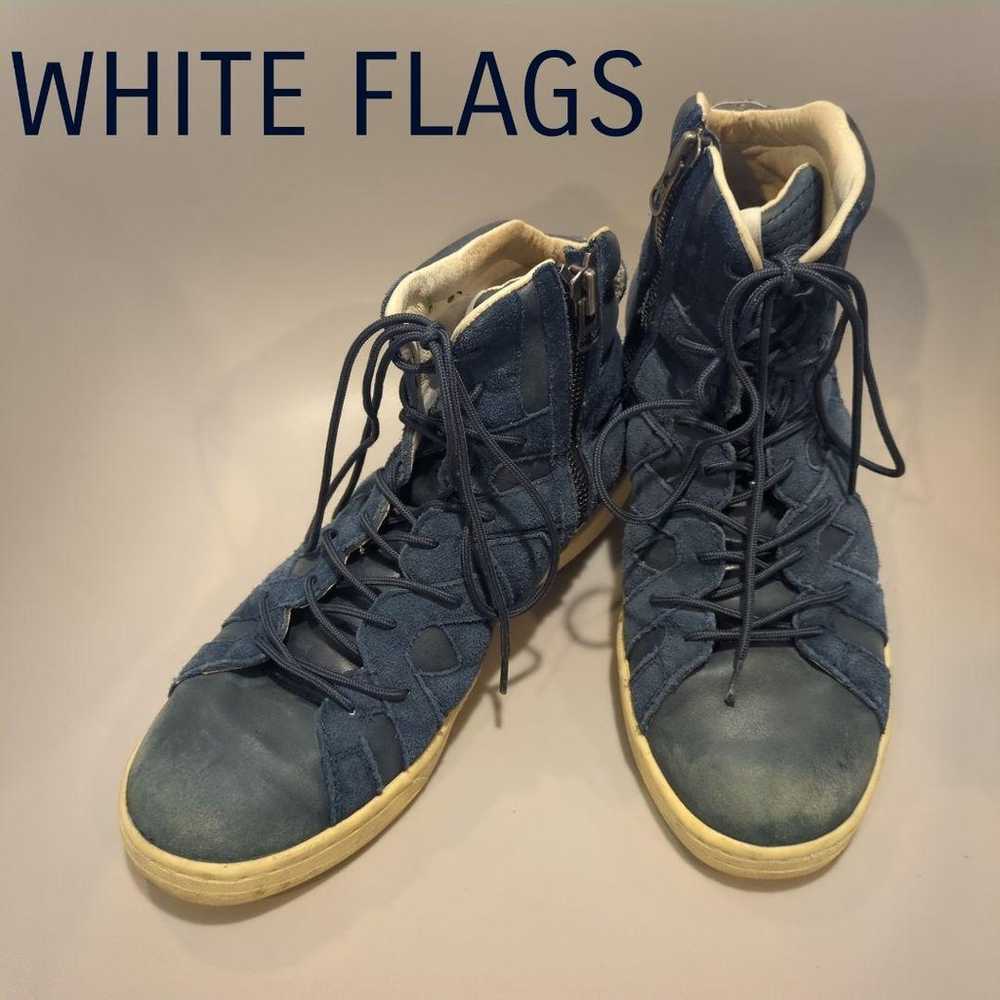 White Flags ◆ Side Zip Leather High Cut Sneakers - image 1