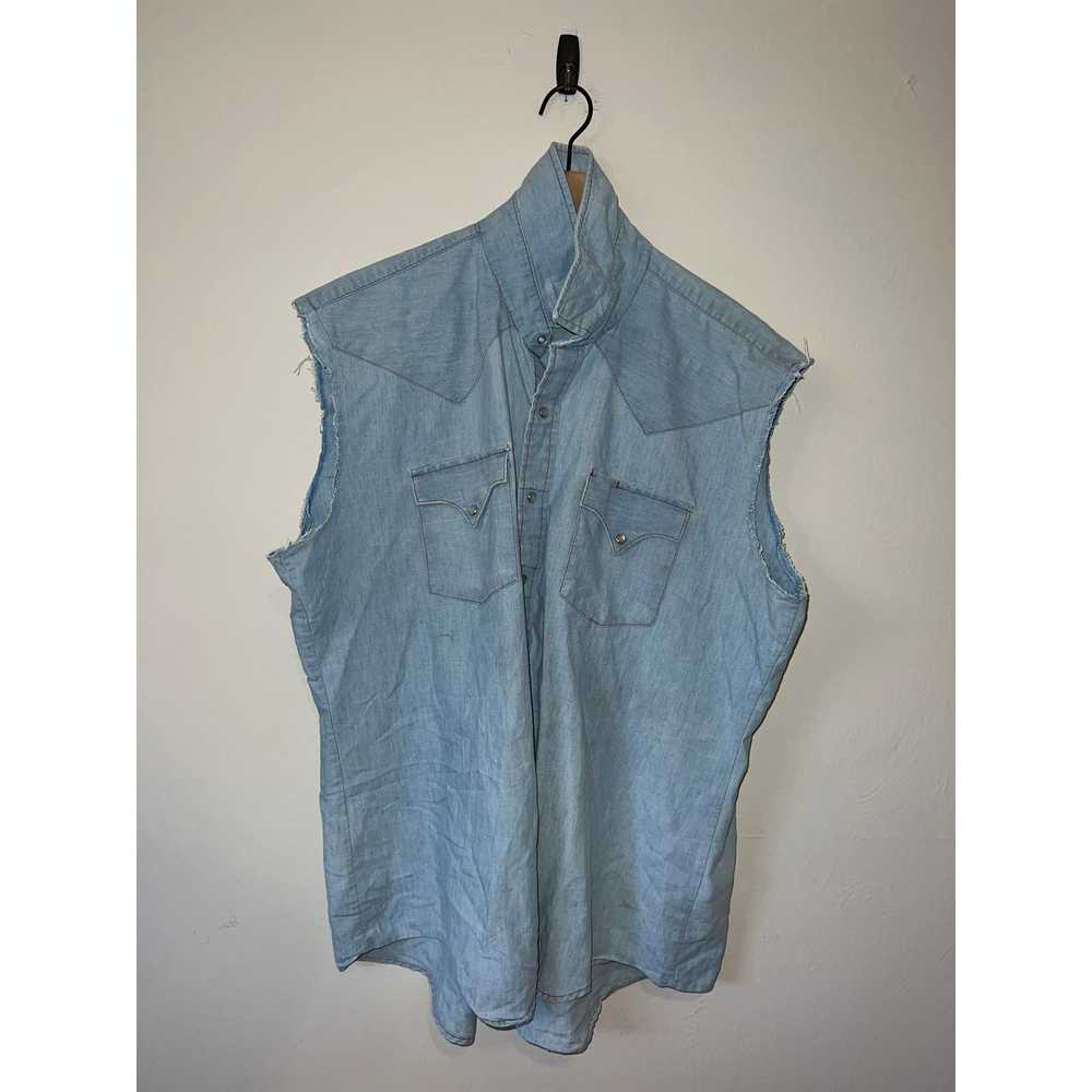 Vintage 80s Miller Western Wear Blue Denim Pearl … - image 1