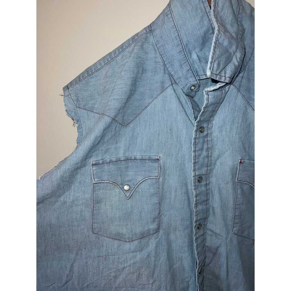 Vintage 80s Miller Western Wear Blue Denim Pearl … - image 2