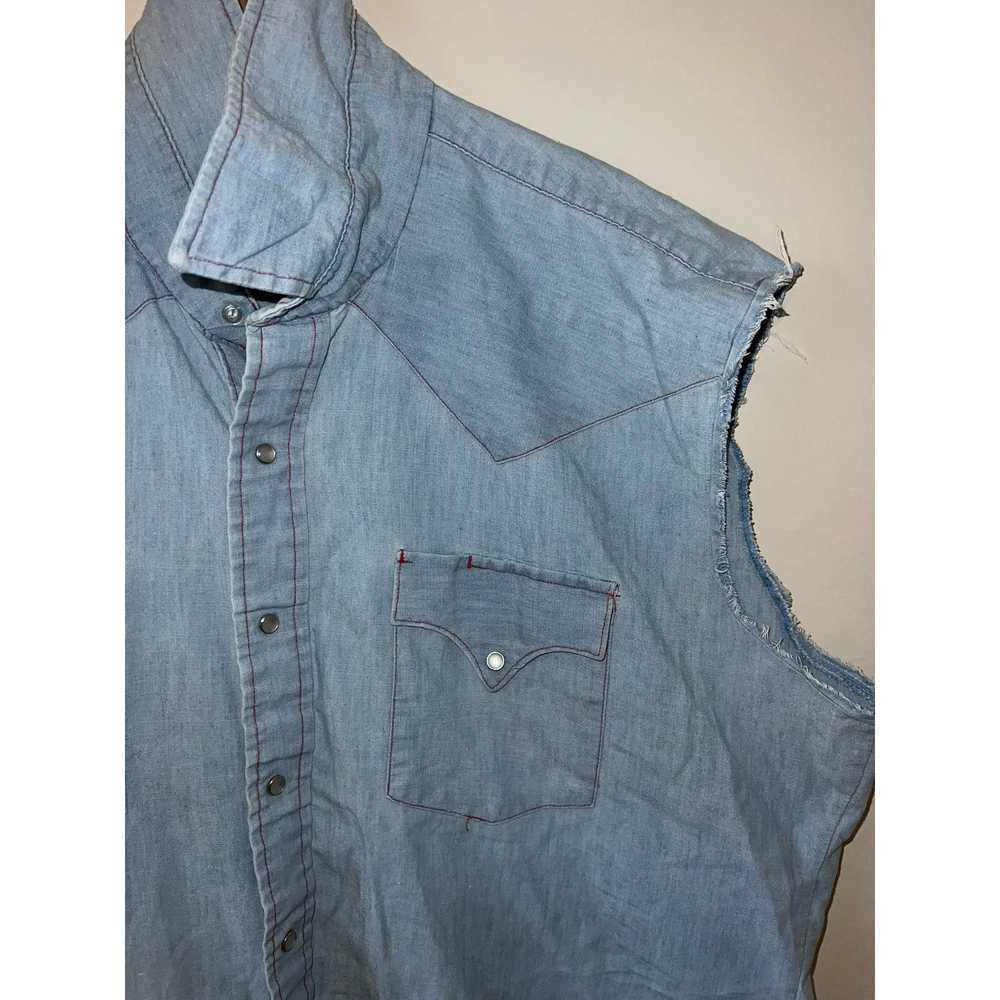 Vintage 80s Miller Western Wear Blue Denim Pearl … - image 3