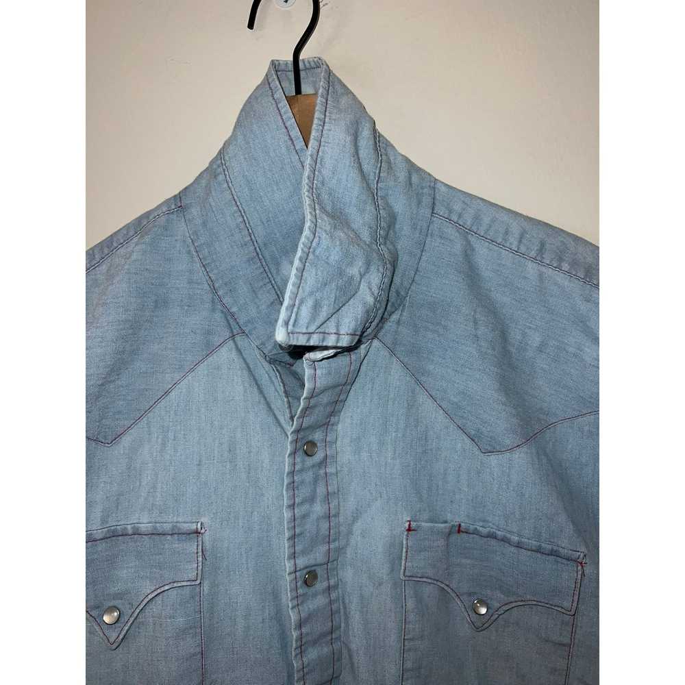 Vintage 80s Miller Western Wear Blue Denim Pearl … - image 4