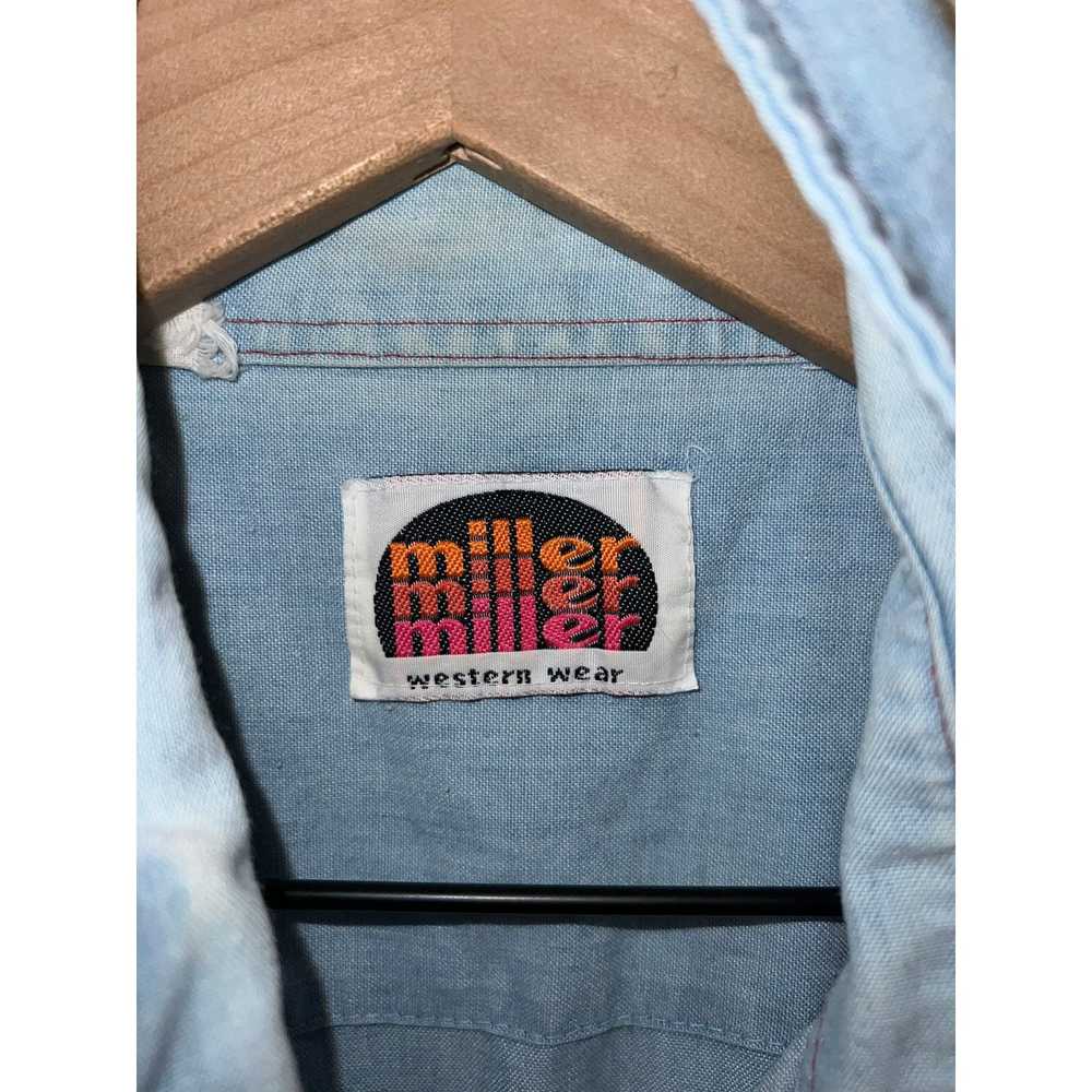 Vintage 80s Miller Western Wear Blue Denim Pearl … - image 6