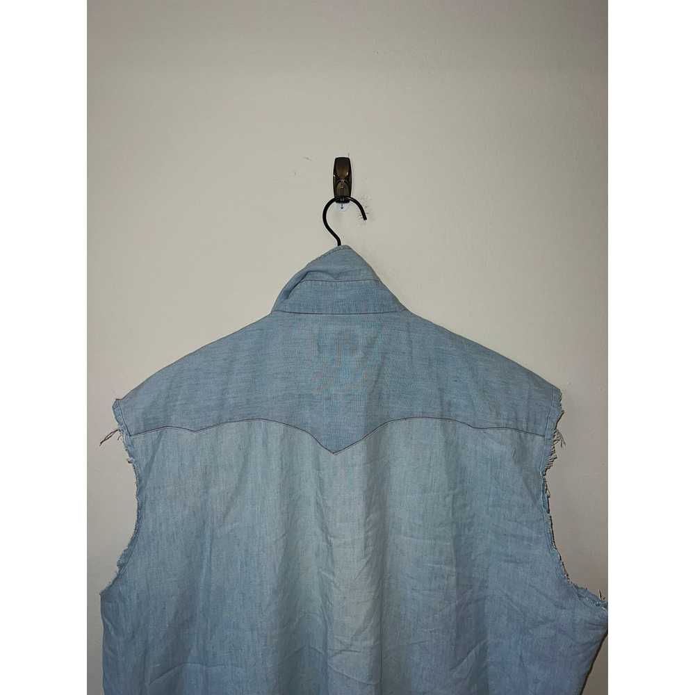 Vintage 80s Miller Western Wear Blue Denim Pearl … - image 8