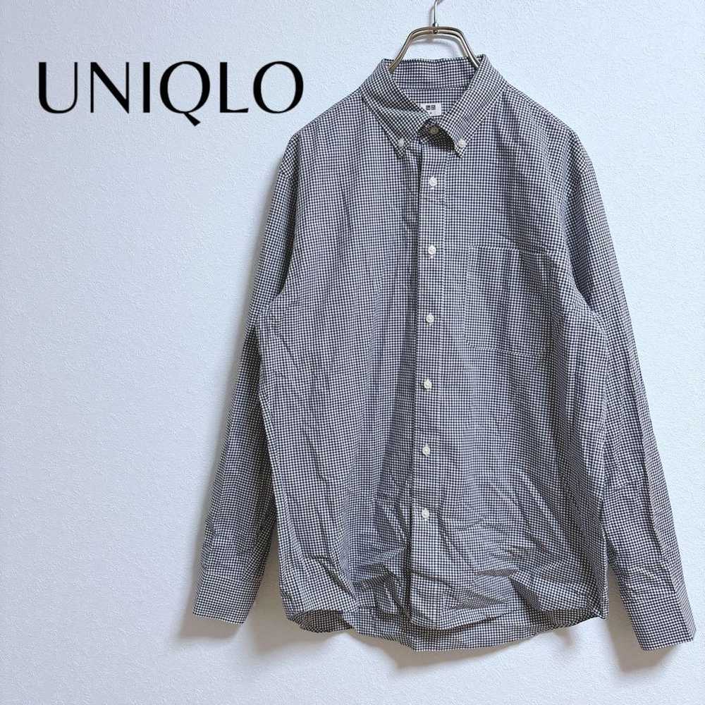 Uniqlo Gingham Check Long Sleeve Shirt [M] Navy M… - image 1