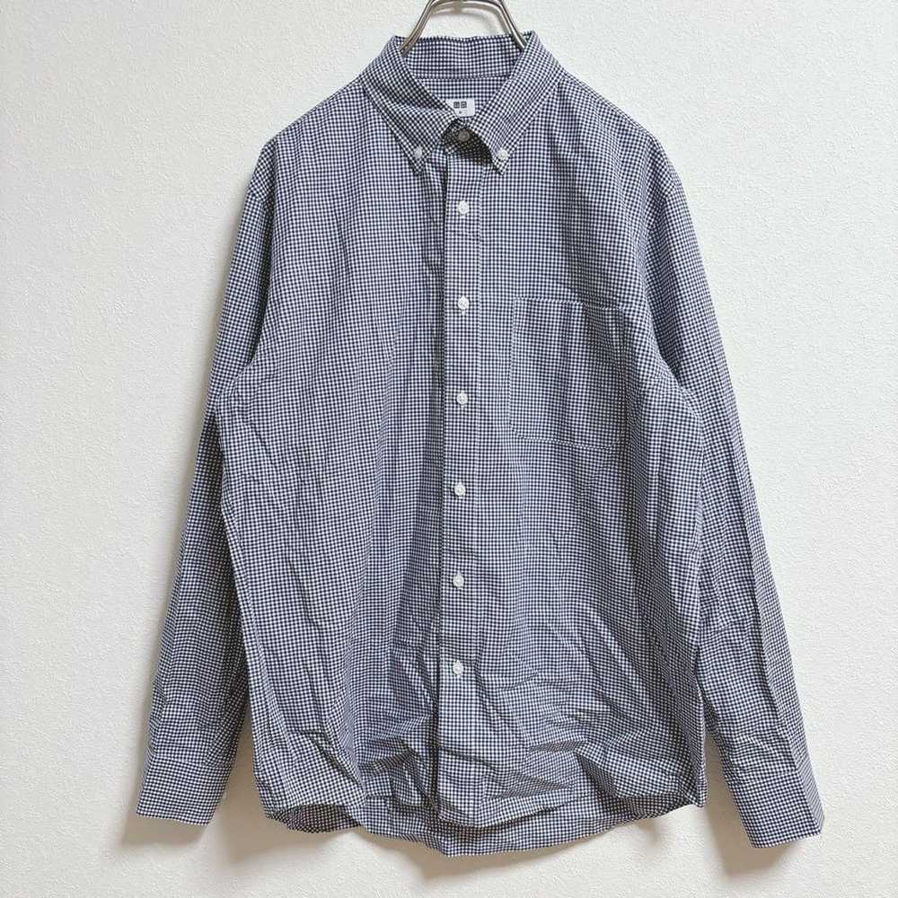 Uniqlo Gingham Check Long Sleeve Shirt [M] Navy M… - image 2