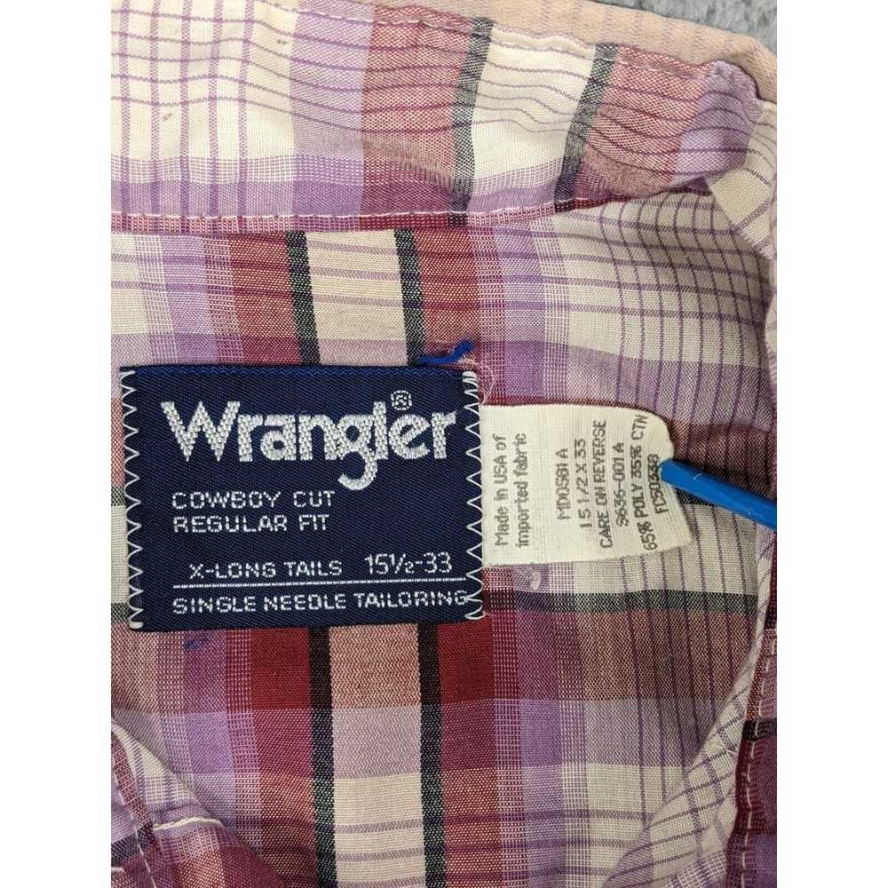 Vtg Wrangler Shirt Men's 15.5-33 Red Plaid X Long… - image 2