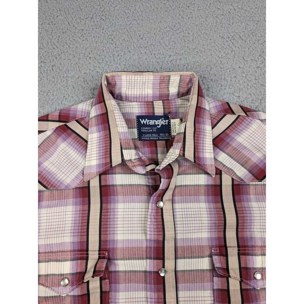 Vtg Wrangler Shirt Men's 15.5-33 Red Plaid X Long… - image 3