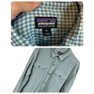 Patagonia blue plaid size XL 100% organic cotton