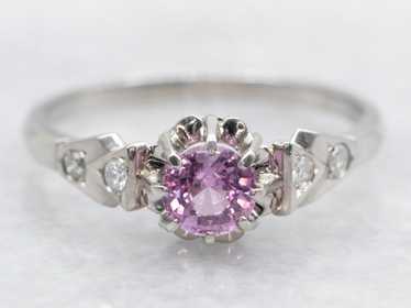 Modern Pink Sapphire and Diamond Ring - image 1