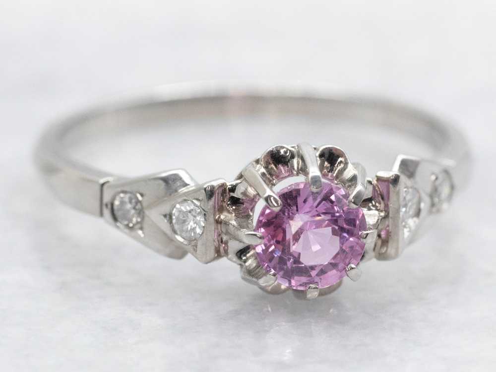 Modern Pink Sapphire and Diamond Ring - image 2