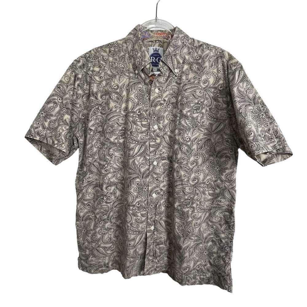 Vintage Robert Graham R&G Shirt Tan Black Paisley… - image 1