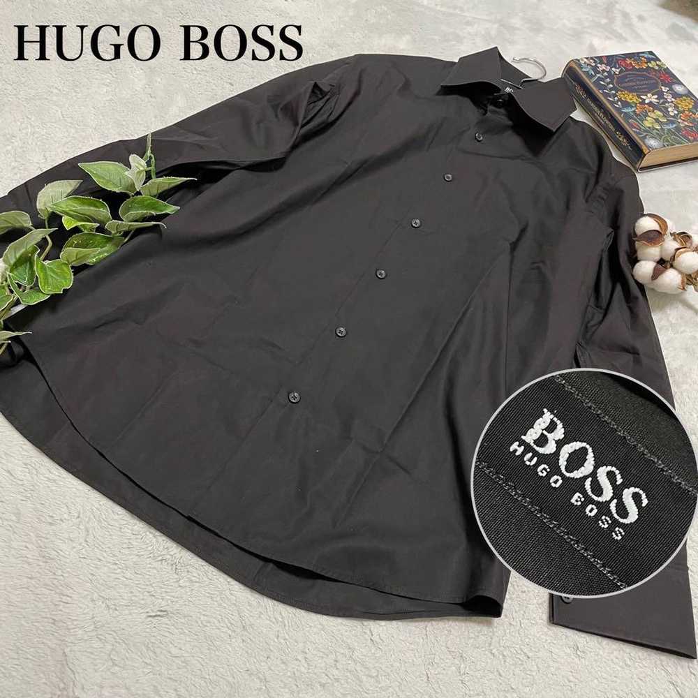 Hugo Boss long-sleeve plain black dress shirt. - image 1