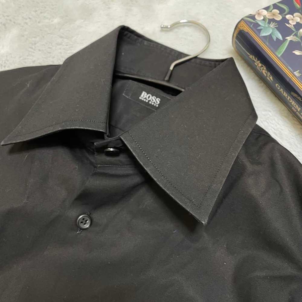 Hugo Boss long-sleeve plain black dress shirt. - image 3