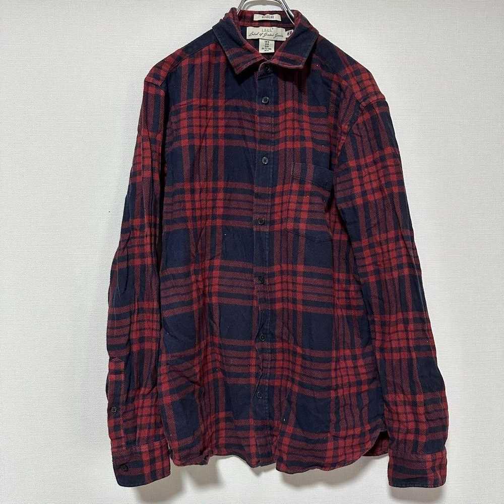 H&M shirt, long sleeve, checkered pattern, red an… - image 2