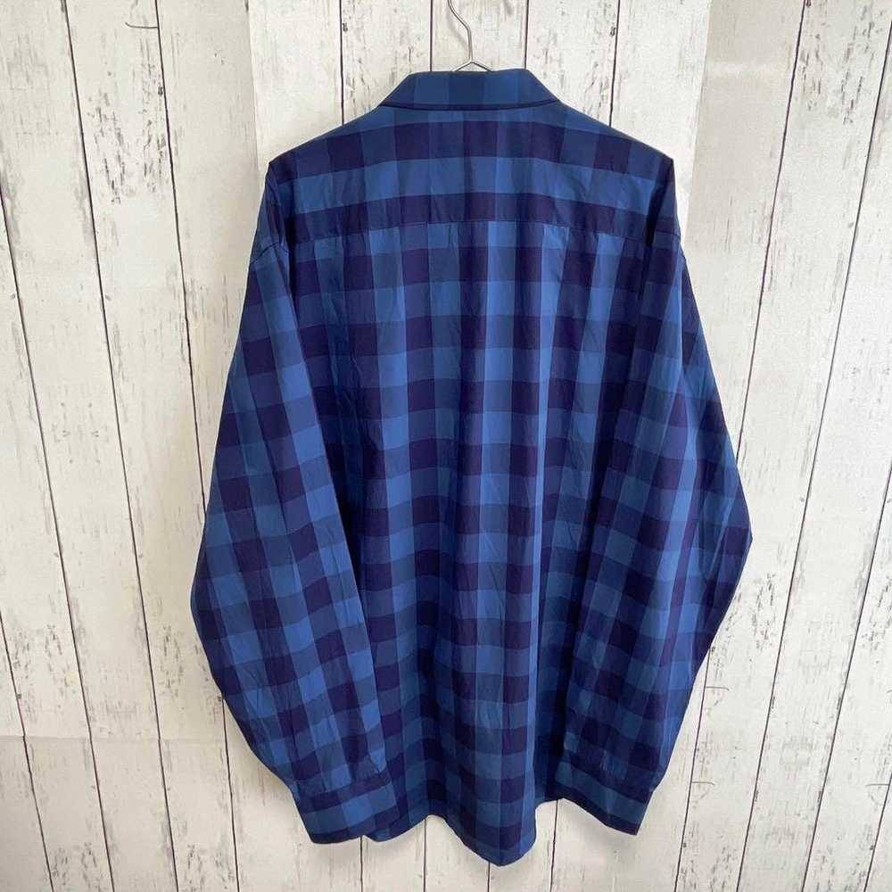 BUGATCHI Dress Shirt Long Sleeve XXL Blue Checker… - image 3