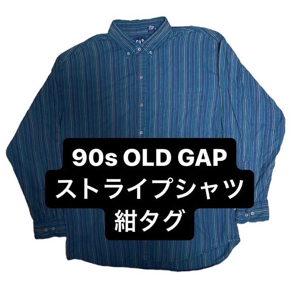 90s OLD GAP Striped Shirt Navy Tag Large Tag City… - image 1