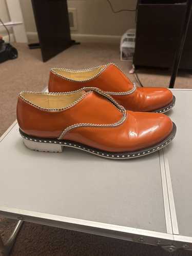 Vintage Girotti orange leather platform loafers wi