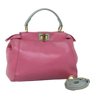 Fendi FENDI Mini Peek A Boo Hand Bag Leather Pink