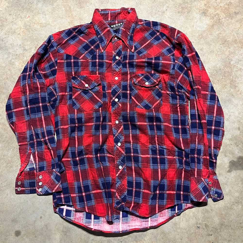 Vintage Vintage 80s Weeds Red Plaid Flannel Pearl… - image 1