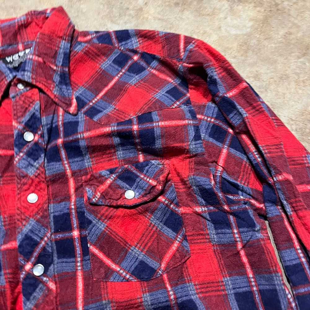 Vintage Vintage 80s Weeds Red Plaid Flannel Pearl… - image 2