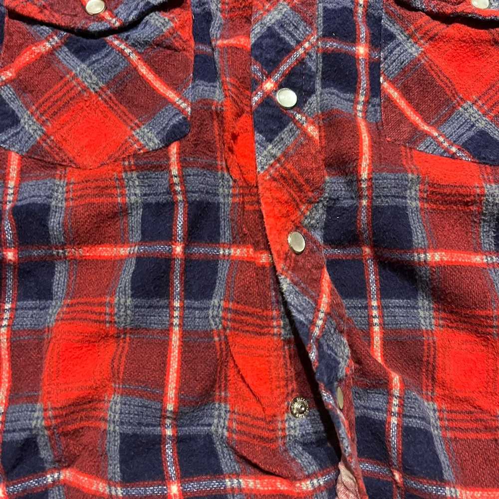 Vintage Vintage 80s Weeds Red Plaid Flannel Pearl… - image 3