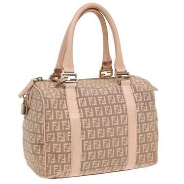 Fendi FENDI Zucchino Canvas Mini Boston Bag Pink