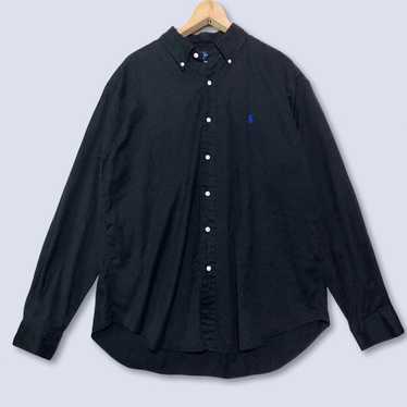 Ralph Cotton Silk Shirt Black Classic Fit Vintage 