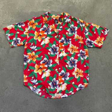 Vintage Gap Red Floral Hawaiian Shirt