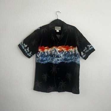 KYS Vintage 90s Hawaiian Mens Black Wild Horses S… - image 1