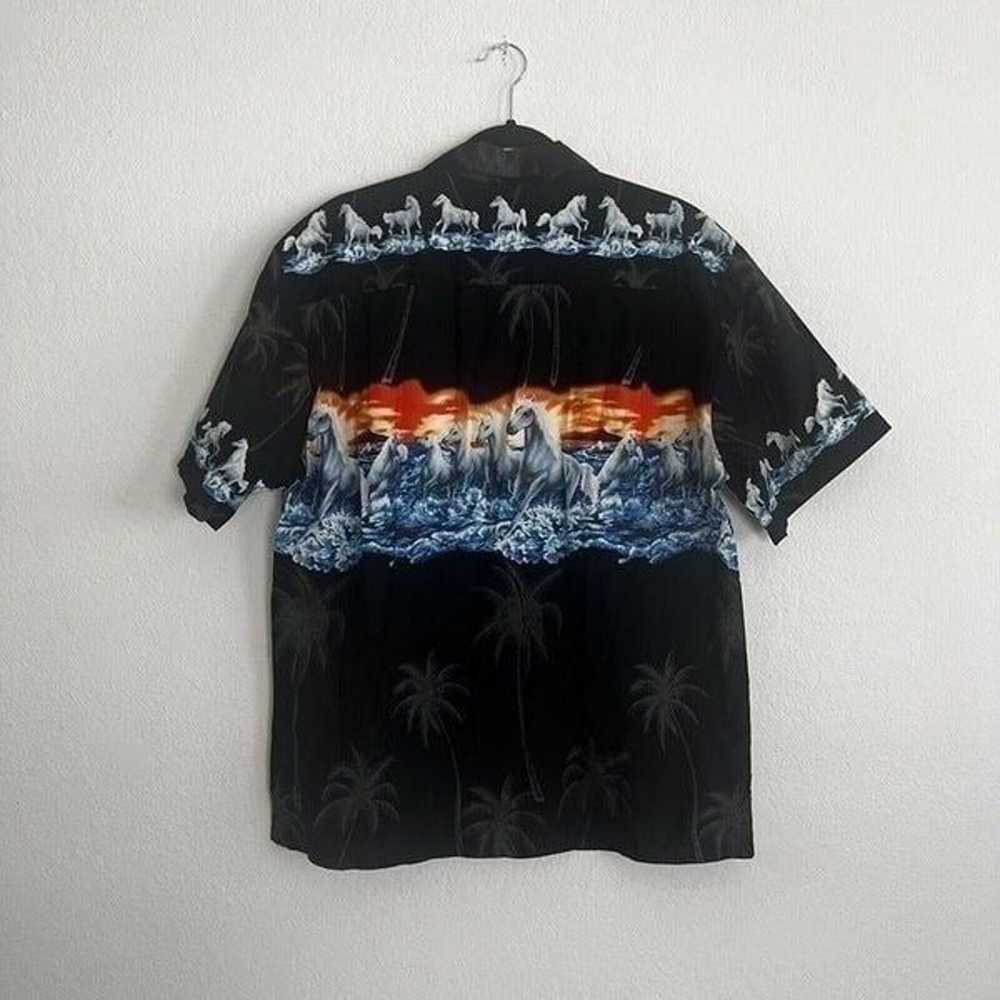 KYS Vintage 90s Hawaiian Mens Black Wild Horses S… - image 2