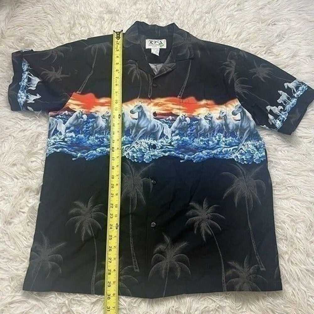 KYS Vintage 90s Hawaiian Mens Black Wild Horses S… - image 5