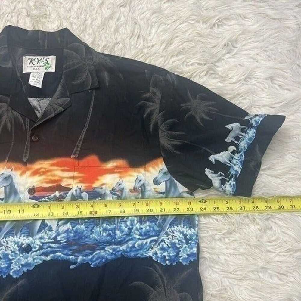 KYS Vintage 90s Hawaiian Mens Black Wild Horses S… - image 6