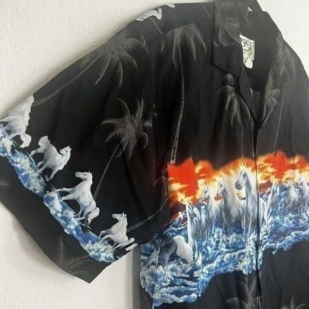 KYS Vintage 90s Hawaiian Mens Black Wild Horses S… - image 7